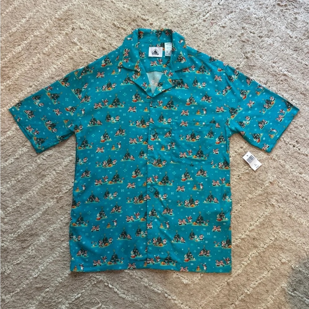 Disney Christmas Short Sleeve Button Up Shirt